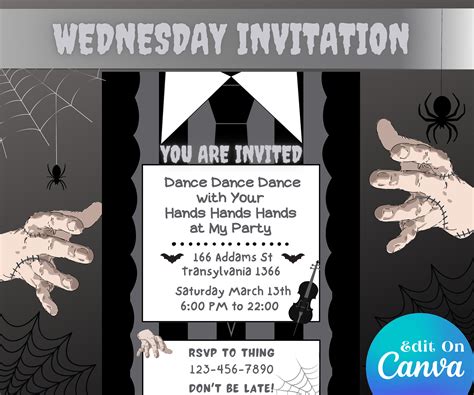 DIY Wednesday Addams Invitation Template