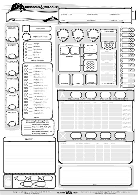 D&D Character Sheet Template 1