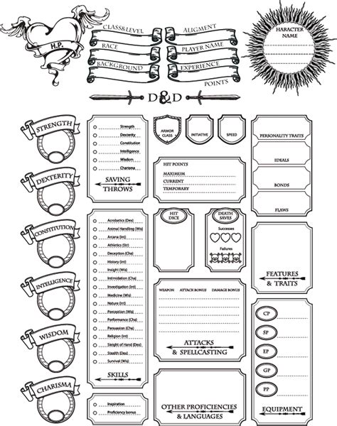 D&D Character Sheet Template Design Inspiration Example 9