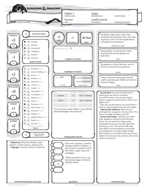 D&D Character Sheet Template Examples 7