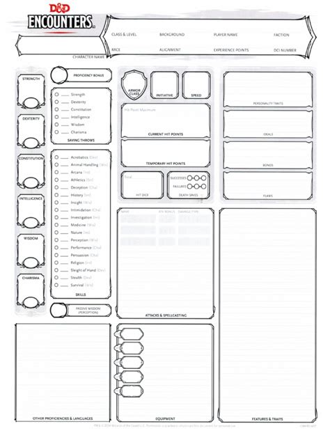 D&D Character Sheet Template Structure Example 6