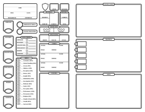 D&D character sheet with cover page