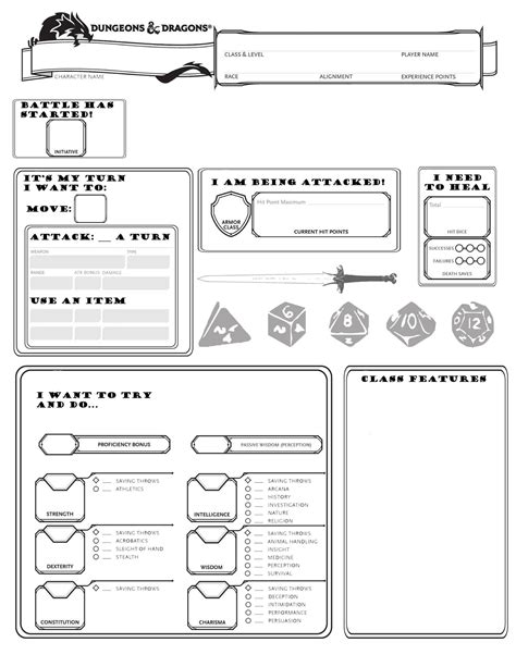 D&D character sheets with note section