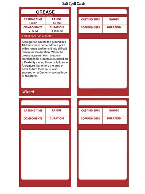 DND Spell Cards Example