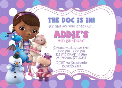 Doc McStuffins Clinic Invitation