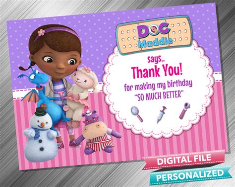 Doc McStuffins Thank You Invitation