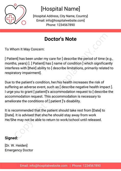 Doctor excuse template for surgery