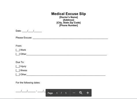 Doctor Excuse Template with Diagnosis