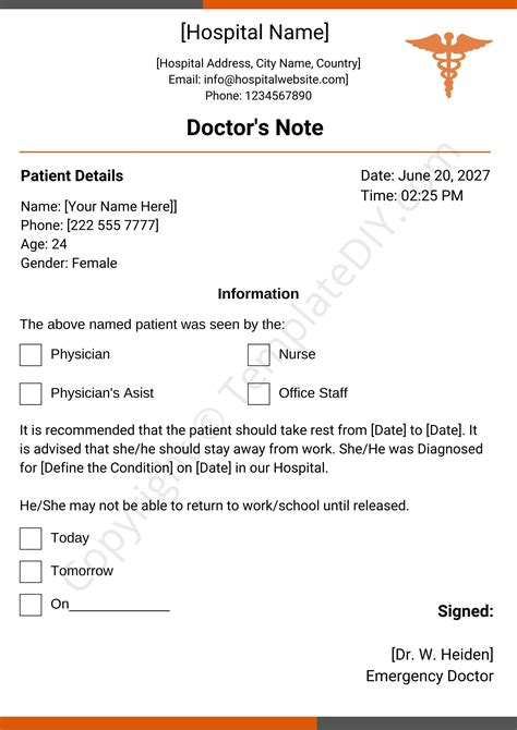 Doctor Excuse Template with Follow-Up Care