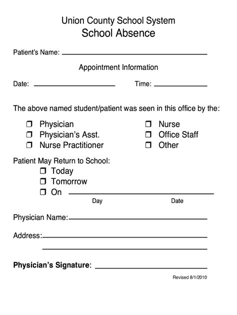 Doctor note for school