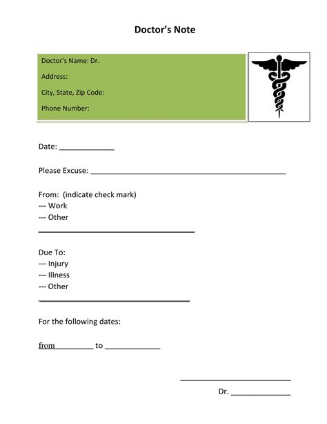 Doctor's Note Template for VA Disability Claims