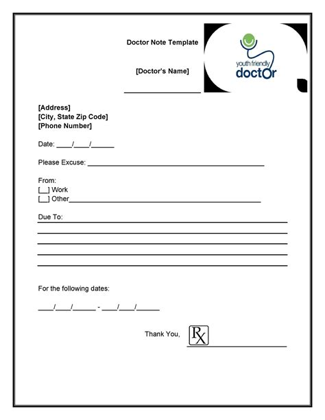 Doctor's Note Template for School or University