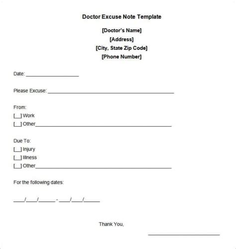 Free Doctor Note Templates in Word