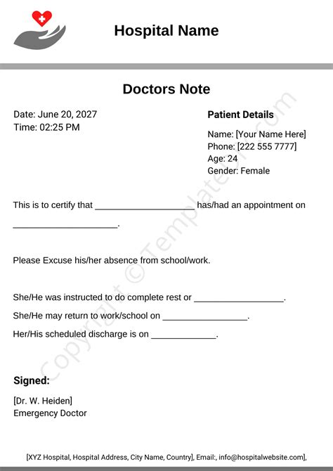 Doctor Notes for Work