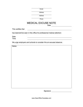 Doctor's note template OpenOffice