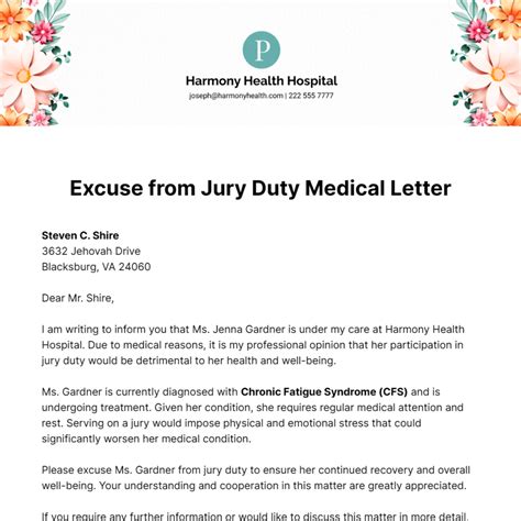 A doctor's note template for medical exemption