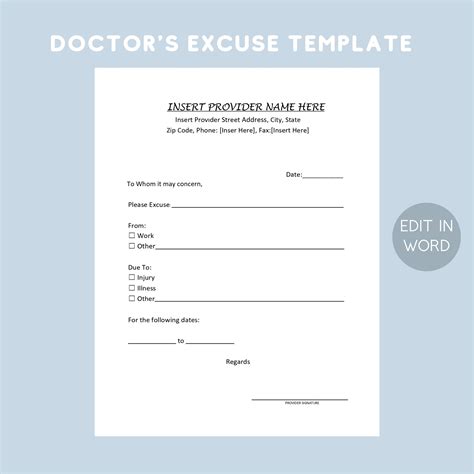 Doctor's Excuse Form