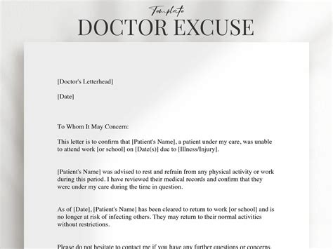 Doctor's Excuse Sample