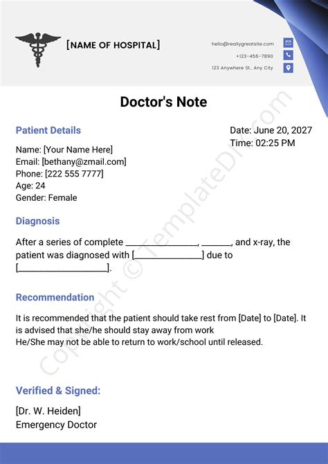 Doctor's note for absence image