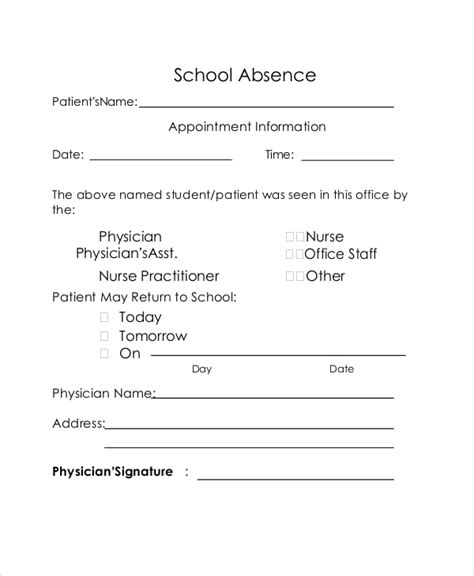 Doctor's Note for School Template