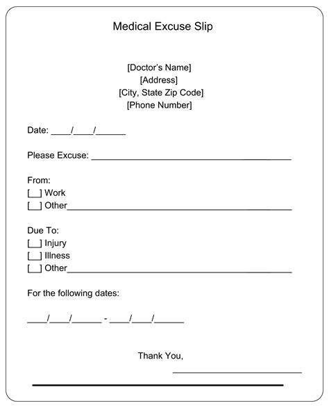 Doctor's Note Sample