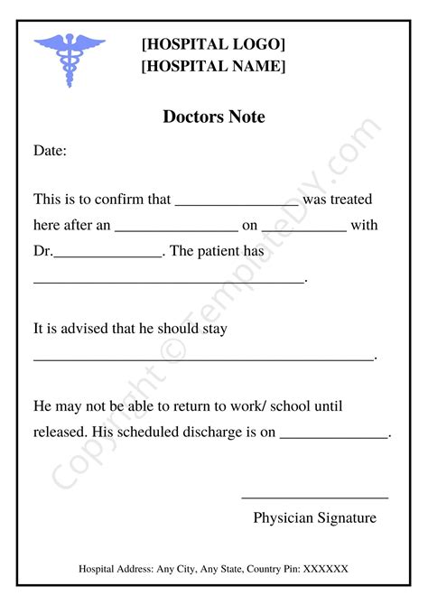 Doctor's Note Template 6