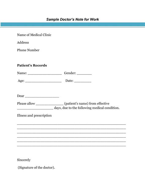 Doctor's Note Template Templates