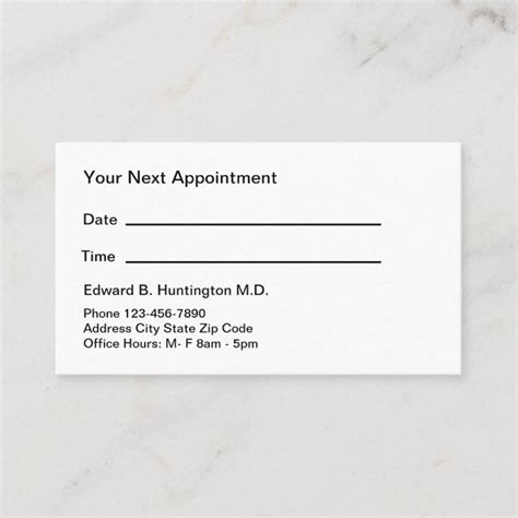 Doctors Office Appointment Card