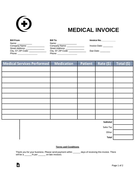 Doctor's Office Invoice Template Example 1