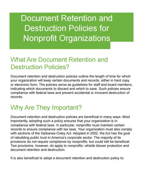 Document Retention Procedure Template