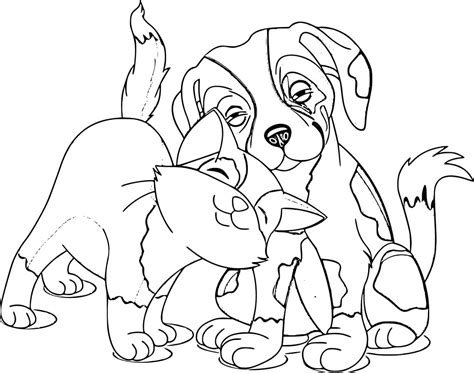 Dog and Cat Friends Coloring Page