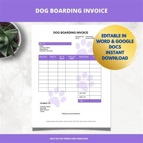 Dog Boarding Invoice Template Format