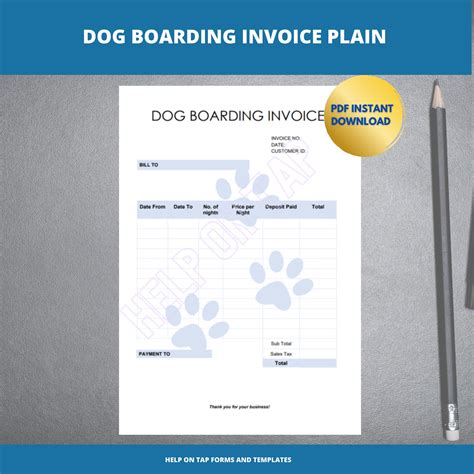 Dog Boarding Invoice Template Structure