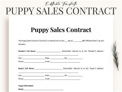 Dog Breeders Sales Contract Template