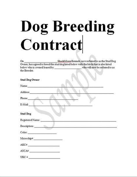 Dog Breeding Contract