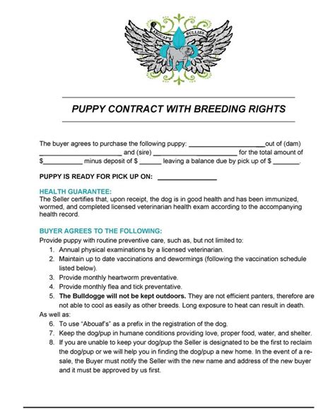 Dog Breeding Contract Template 9