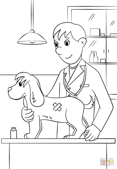 Dog care coloring page