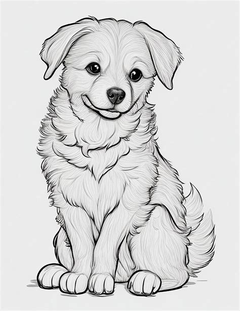 Coloring page of a dog and tree