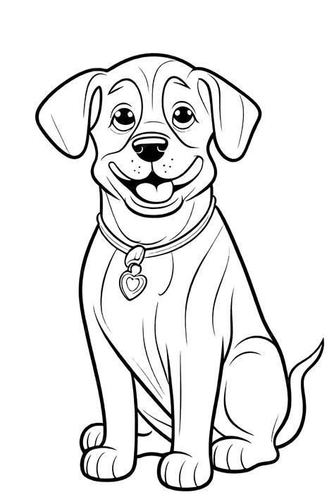 Dog coloring page with a ball