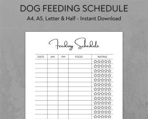 Dog Feeding Schedule Template