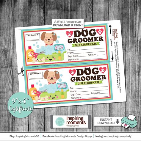 Dog Grooming Business Certificate Template