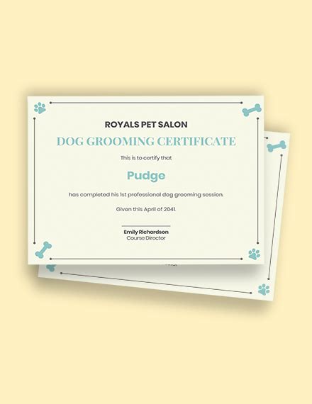 Dog Grooming Certificate Template Microsoft Word