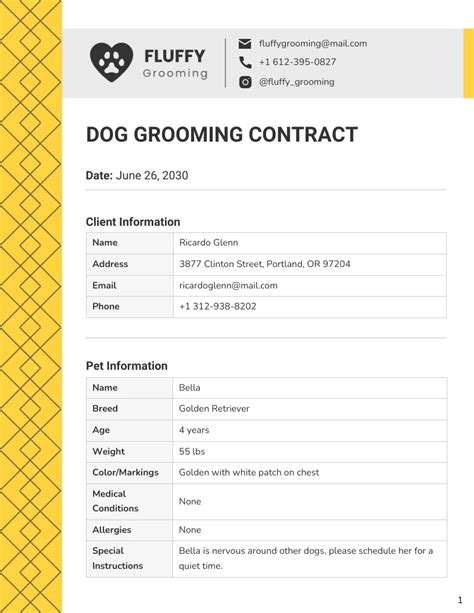 dog grooming contract template 10