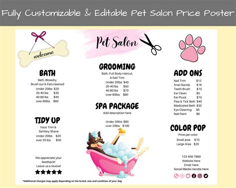 Free Dog Grooming Price List Template Download