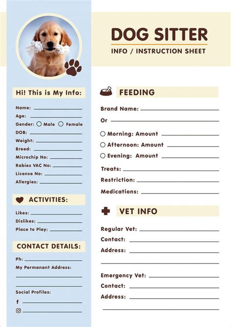 Dog sitting checklist template example 9