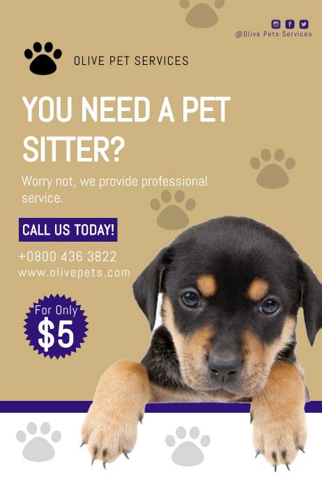 Dog sitting flyer template 1