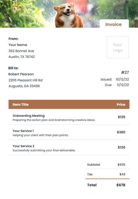 Dog Sitting Invoice Template Samples