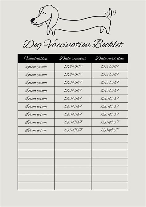 Dog Vaccination Record Template Google Sheets