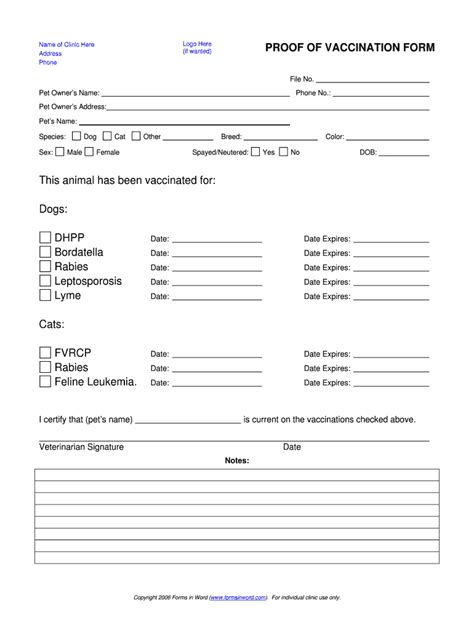 Dog Vaccine Record Template 4