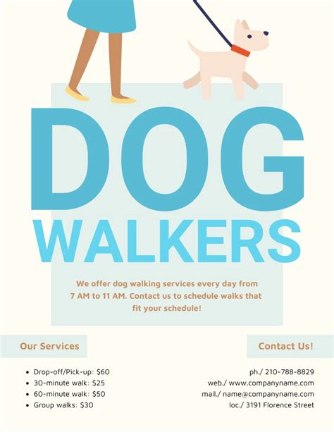 Whimsical and Illustrative Dog Walker Flyer Template